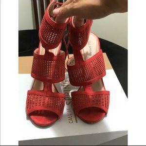 Call It Spring Forcey Red Orange Heels